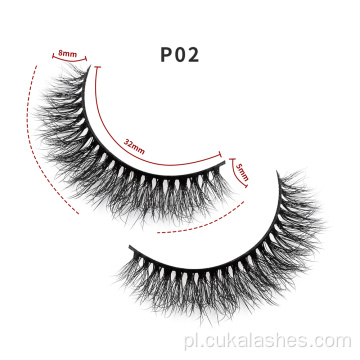 krótkie puszyste fałszywe rzęsy 8 mm 3D rzęsy